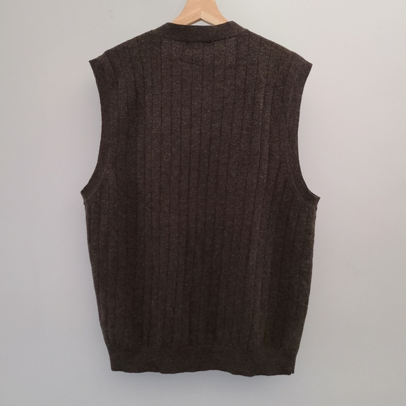 Club Room Woolmark 100% lambswool cardigan knit vest, size M, brown - Picture 3 of 8